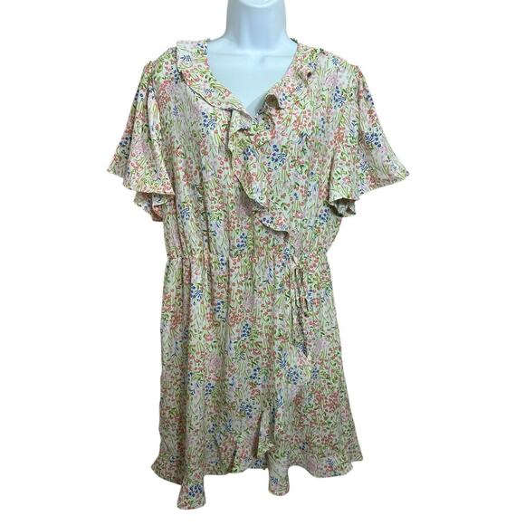 Liberty Love Floral Dress Sz XL V-Neck Flutter Short Sleeve Knee Length New - Picture 5 of 7